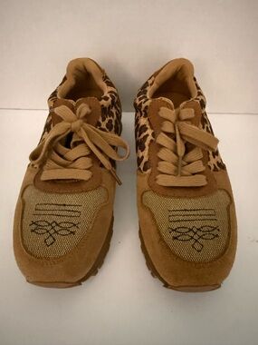 Western Leopard Accent Brown Suede Sneakers